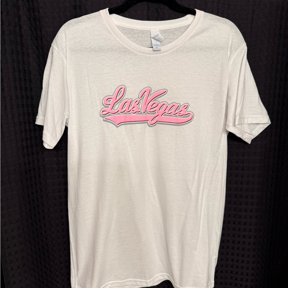White T-Shirt with Pink Las Vegas Logo